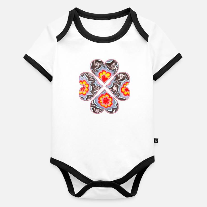 kleeblatt 4 herzen e 33 Baby Bio-Kurzarm-Kontrastbody