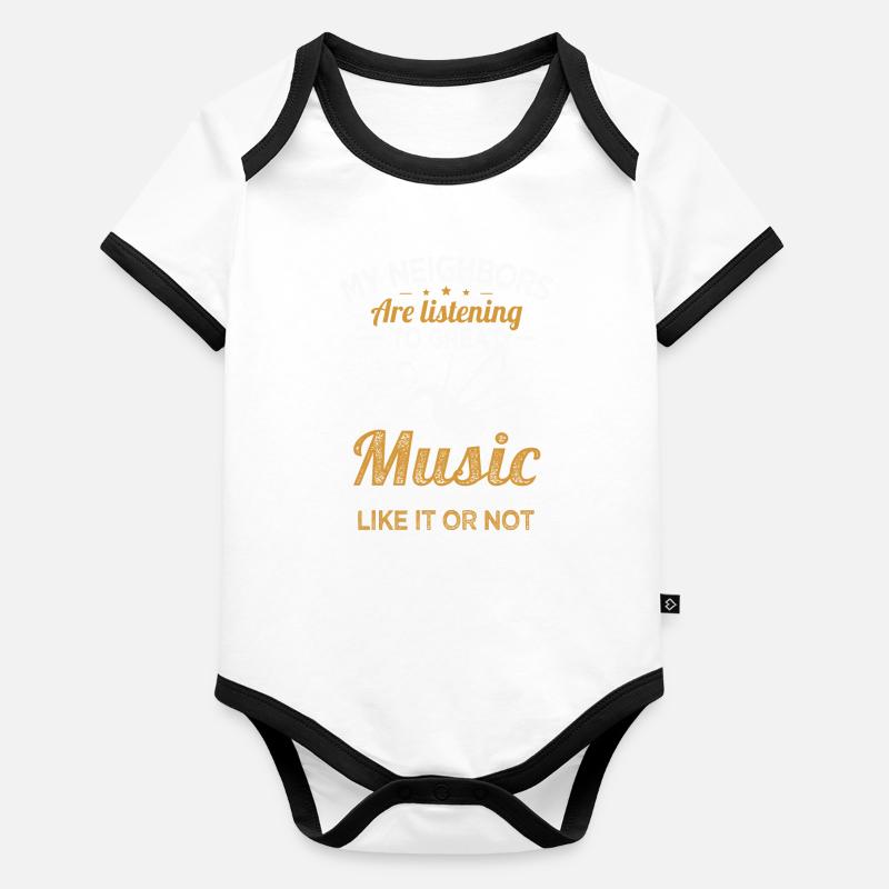 Les voisins de la cornemuse écoutent de la bonne musique de cornemuse Body Bébé bio contrasté manches courtes