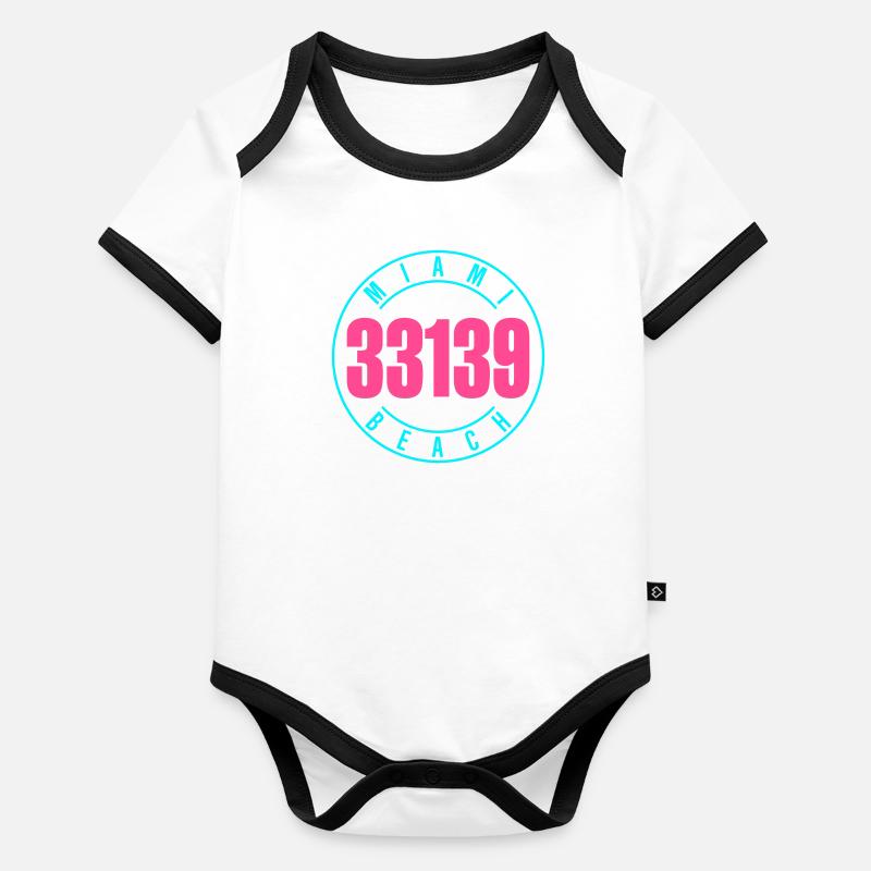 Miami Beach 33139 Body Bébé bio contrasté manches courtes