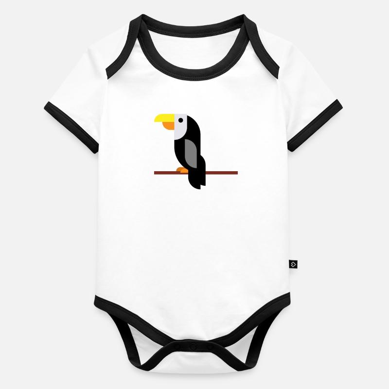 Toucan sur branche Body Bébé bio contrasté manches courtes