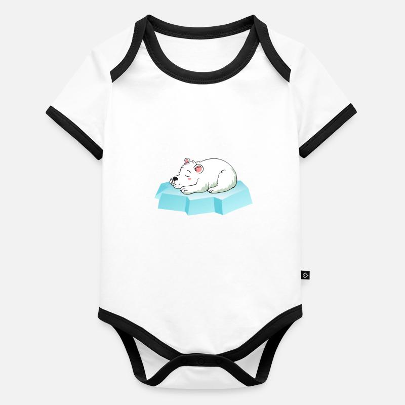 Sleepy polar bear Organic Baby Contrasting Bodysuit