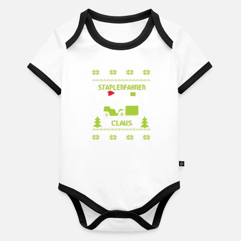 Christmas - Ugly Forklift Driver Claus Organic Baby Contrasting Bodysuit