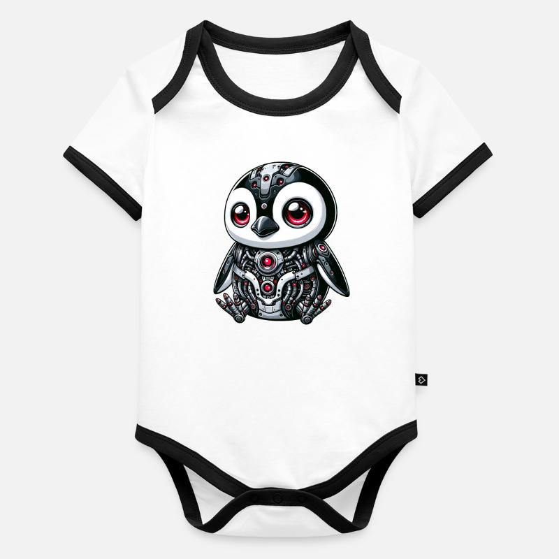 Cyborg Panda: Futuristischer Roboter Baby Bio-Kurzarm-Kontrastbody