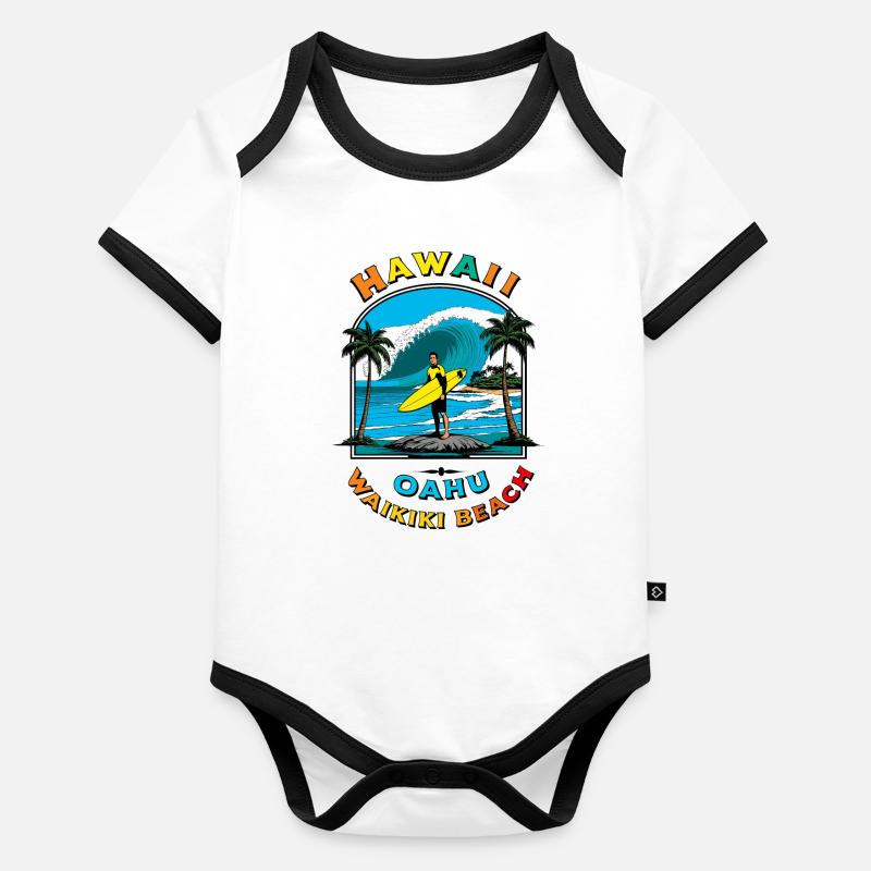 Vacances à Hawaï Body Bébé bio contrasté manches courtes