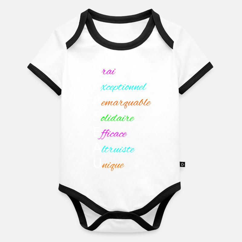 VERSEAU Vrai Exceptionnel Remarquable Solidaire Body Bébé bio contrasté manches courtes