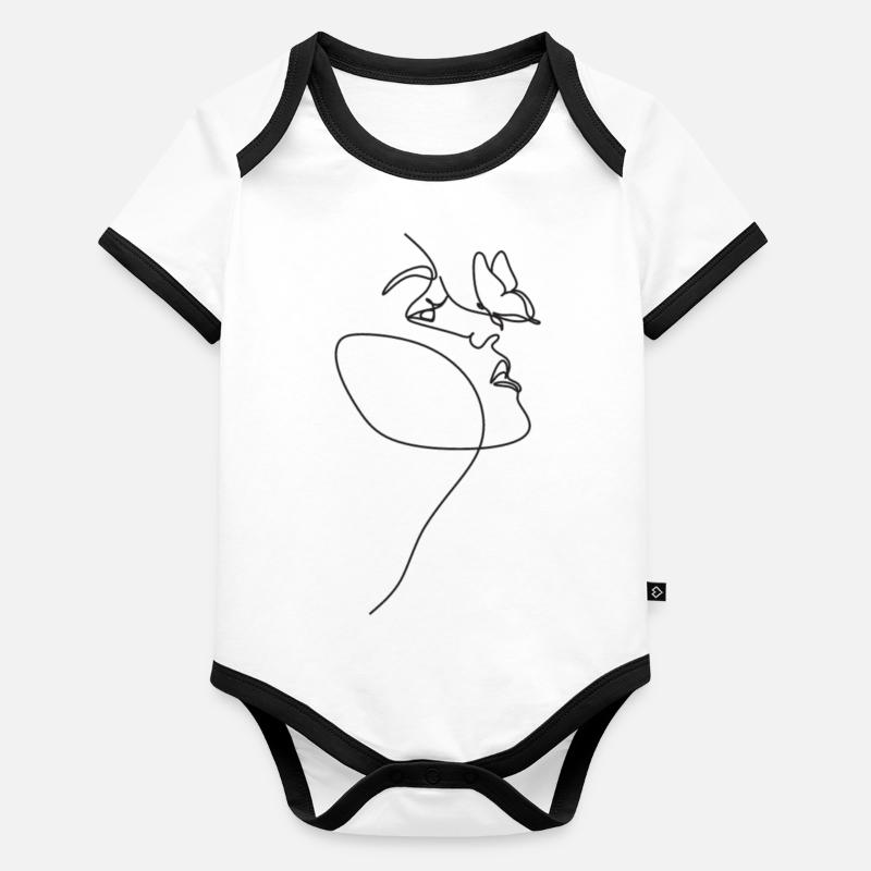 Lineart Schmetterling Baby Bio-Kurzarm-Kontrastbody