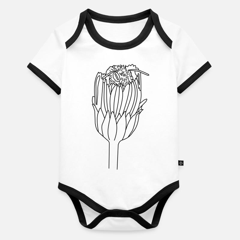 Bourdon en fleurs Body Bébé bio contrasté manches courtes