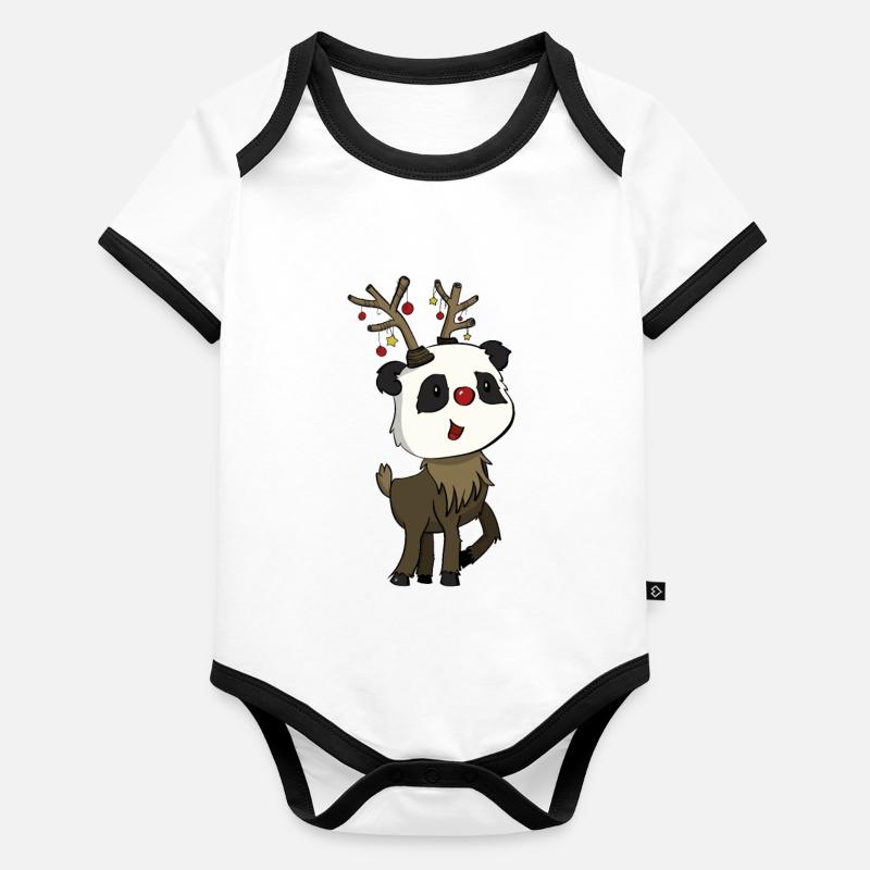 Xmas Pandas Rudolph Baby Bio-Kurzarm-Kontrastbody