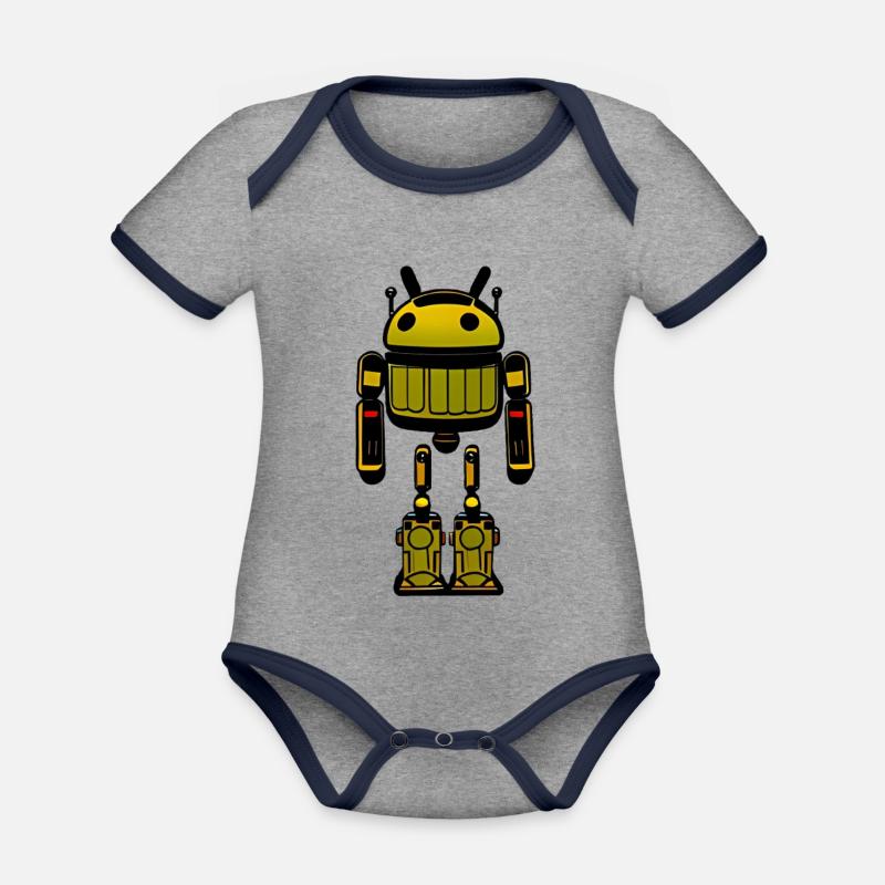 Android bin robot - Organic Baby Contrasting Bodysuit - heather grey/navy
