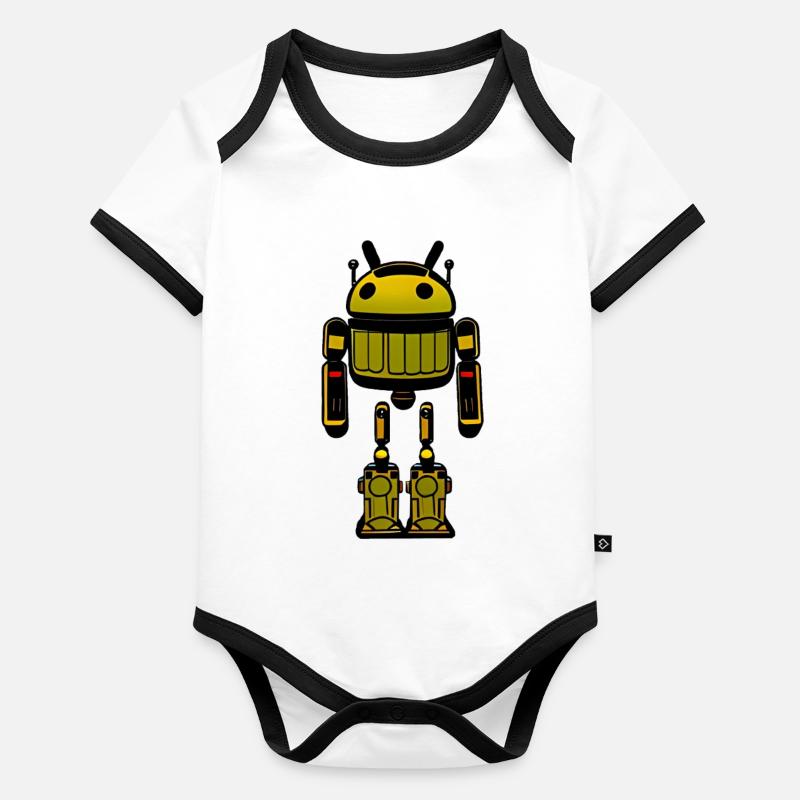 Robot poubelle Android Body Bébé bio contrasté manches courtes
