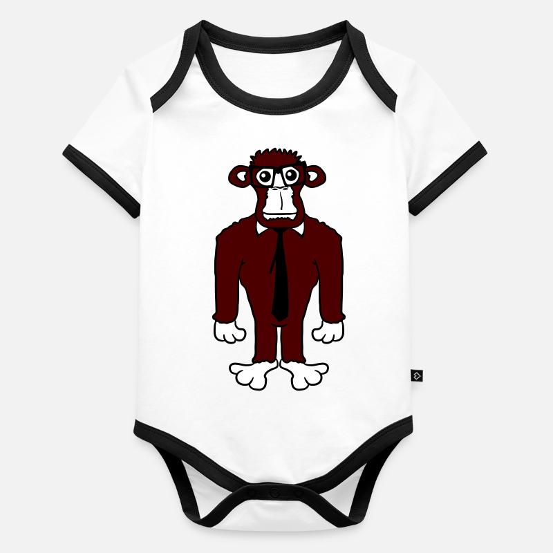 Clever Nerd Gorilla Lunettes à monture de corne Geek Tie Fun Body Bébé bio contrasté manches courtes
