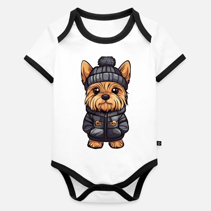 Yorkshire Terrier Hund Stylisch Baby Bio-Kurzarm-Kontrastbody