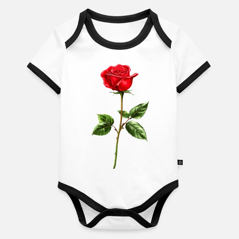 Fleur de rose Amour Body Bébé bio contrasté manches courtes