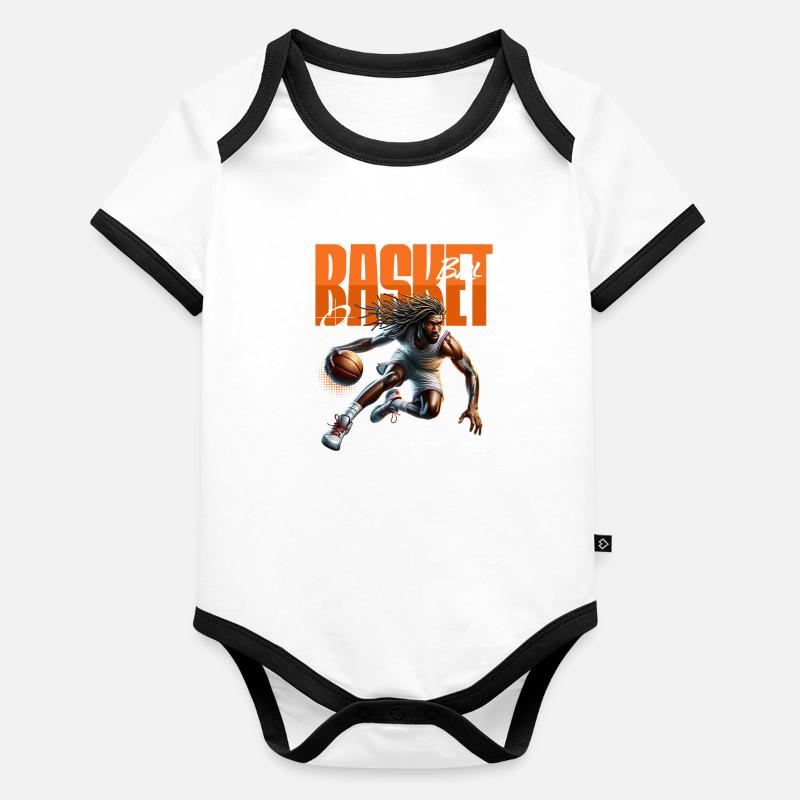 Basketball Dribbling Baby Bio-Kurzarm-Kontrastbody
