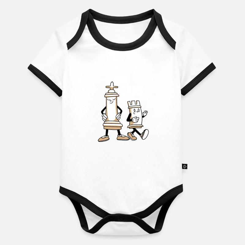 Échecs Combo Body Bébé bio contrasté manches courtes
