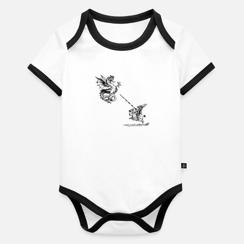 Chevalier combattant le dragon Body Bébé bio contrasté manches courtes