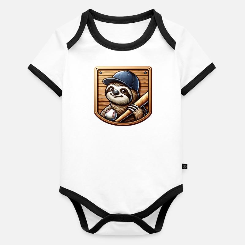 Conception de baseball sport Cool Sloth Pitcher Body Bébé bio contrasté manches courtes