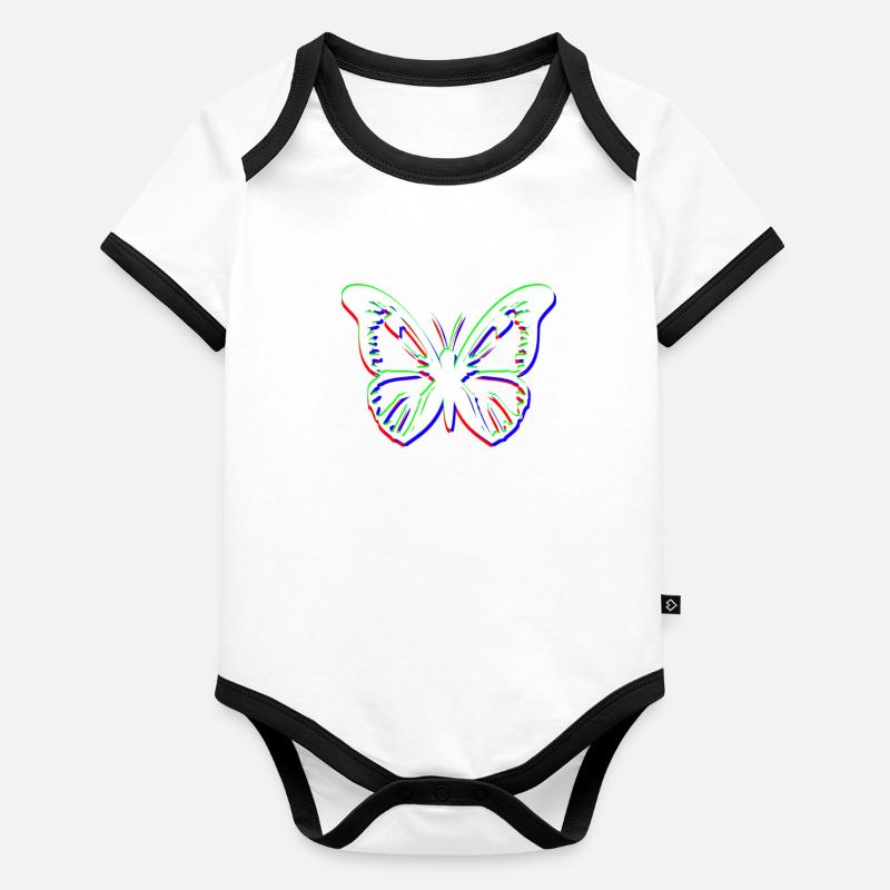 Papillon RVB Body Bébé bio contrasté manches courtes