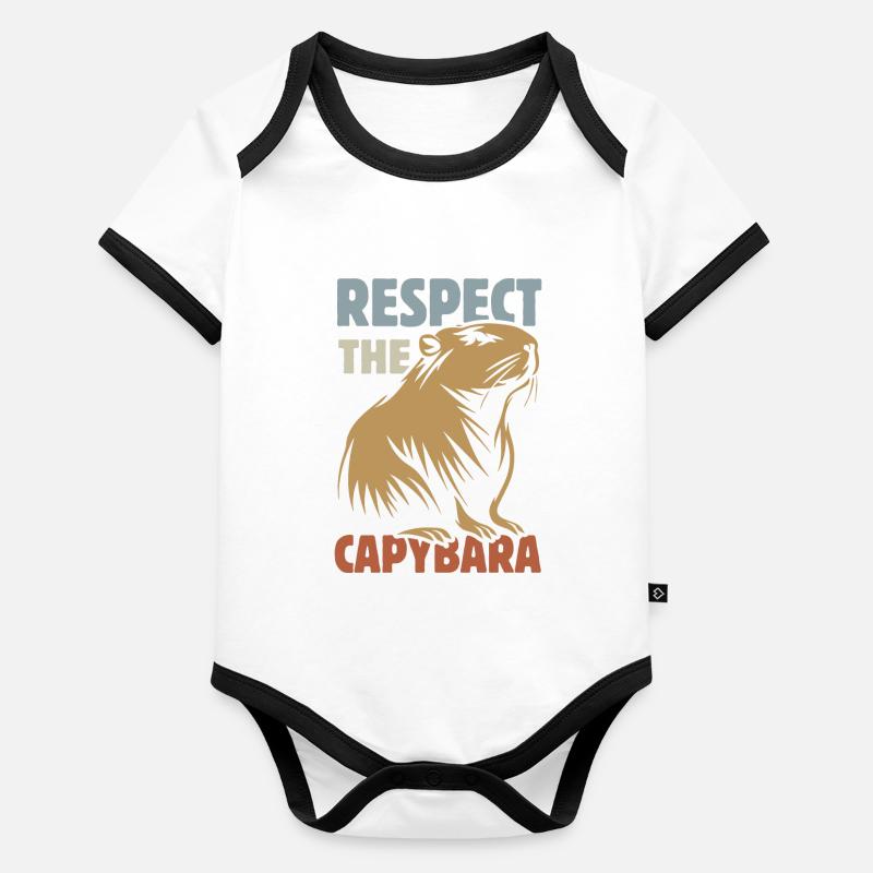 Vintage Respect The Capybara - Saying Organic Baby Contrasting Bodysuit