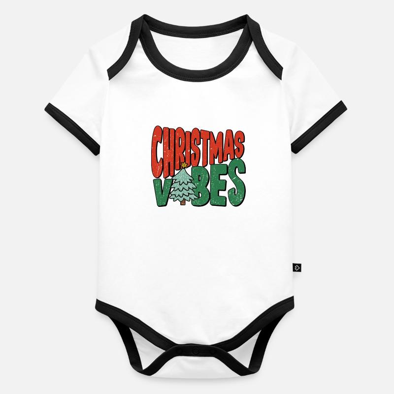 Christmas vibes Baby Bio-Kurzarm-Kontrastbody