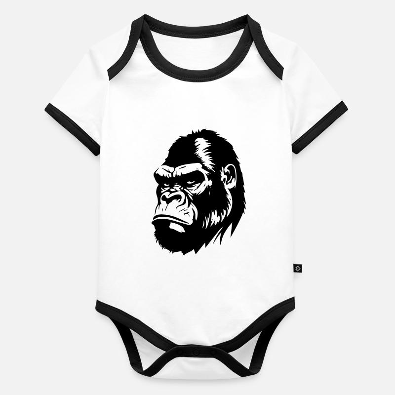 Silhouette de symbole de gorille Body Bébé bio contrasté manches courtes