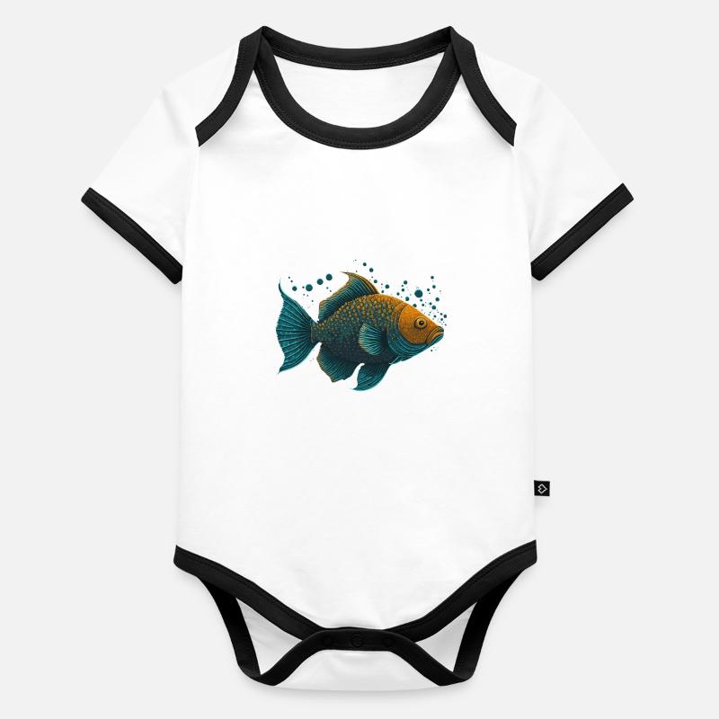 Illustration de poissons Body Bébé bio contrasté manches courtes