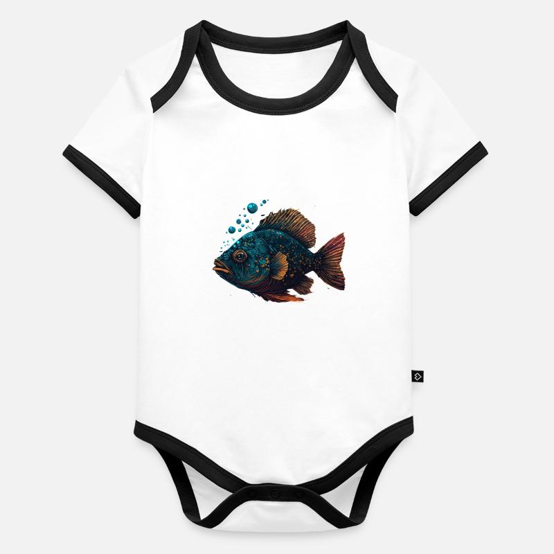 Illustration de poisson cool Body Bébé bio contrasté manches courtes