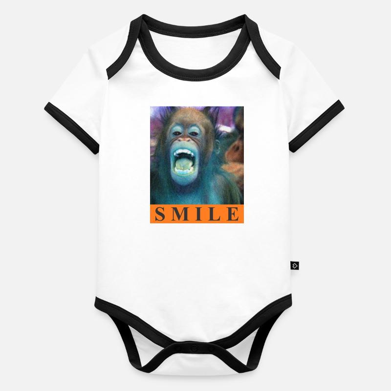 Monkey Smile Orang Utan Graphic Organic Baby Contrasting Bodysuit