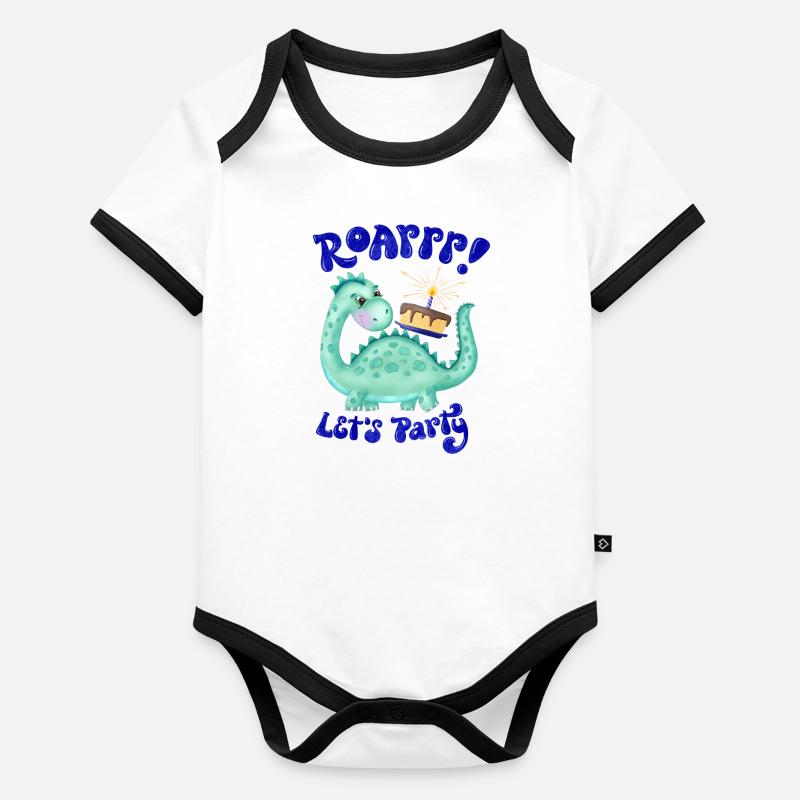Dino. Happy Birthday Baby Bio-Kurzarm-Kontrastbody