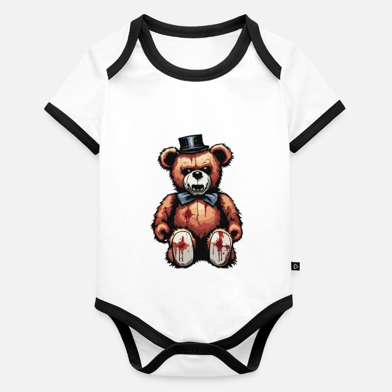 Teddybär / Kuscheltier / Stofftier / Geschenkidee Baby Bio-Kurzarm-Kontrastbody