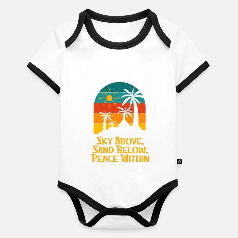 Sky Above Sand Below Peace Within Beach Surfing Organic Baby Contrasting Bodysuit