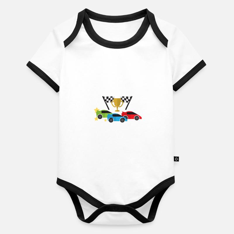 Autorennen Baby Bio-Kurzarm-Kontrastbody