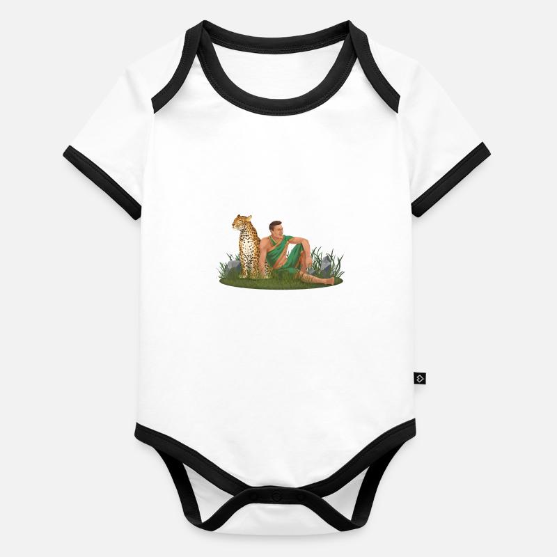 Leopard und Mensch Wildtiere Savanne Baby Bio-Kurzarm-Kontrastbody