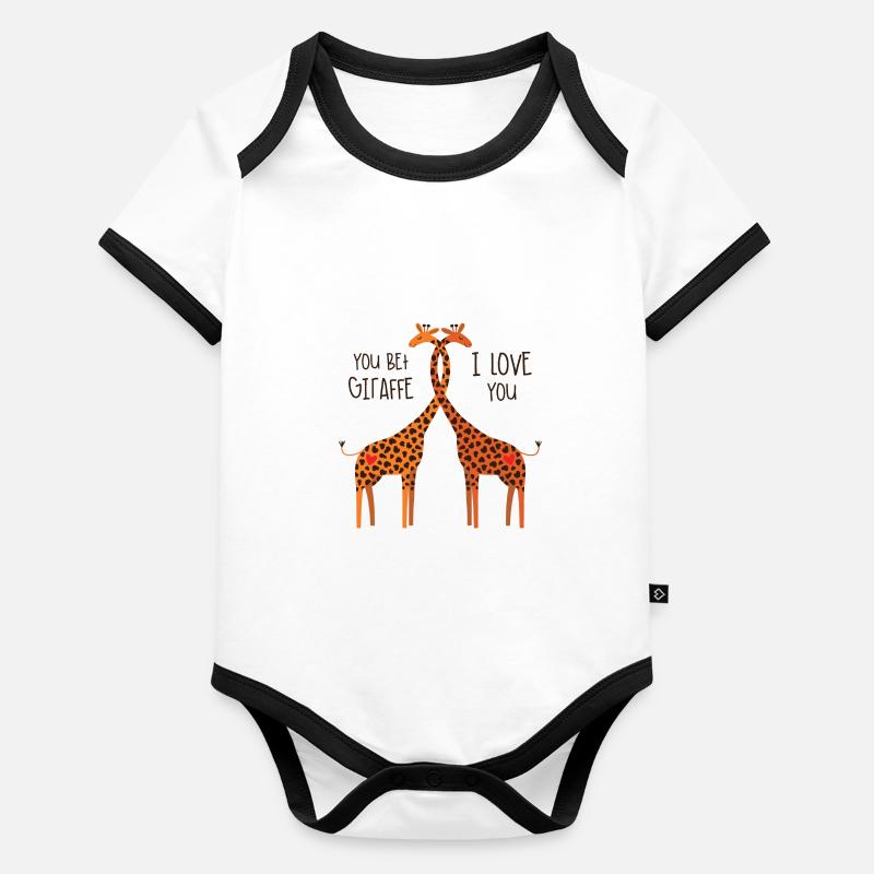 Amour de girafe Body Bébé bio contrasté manches courtes