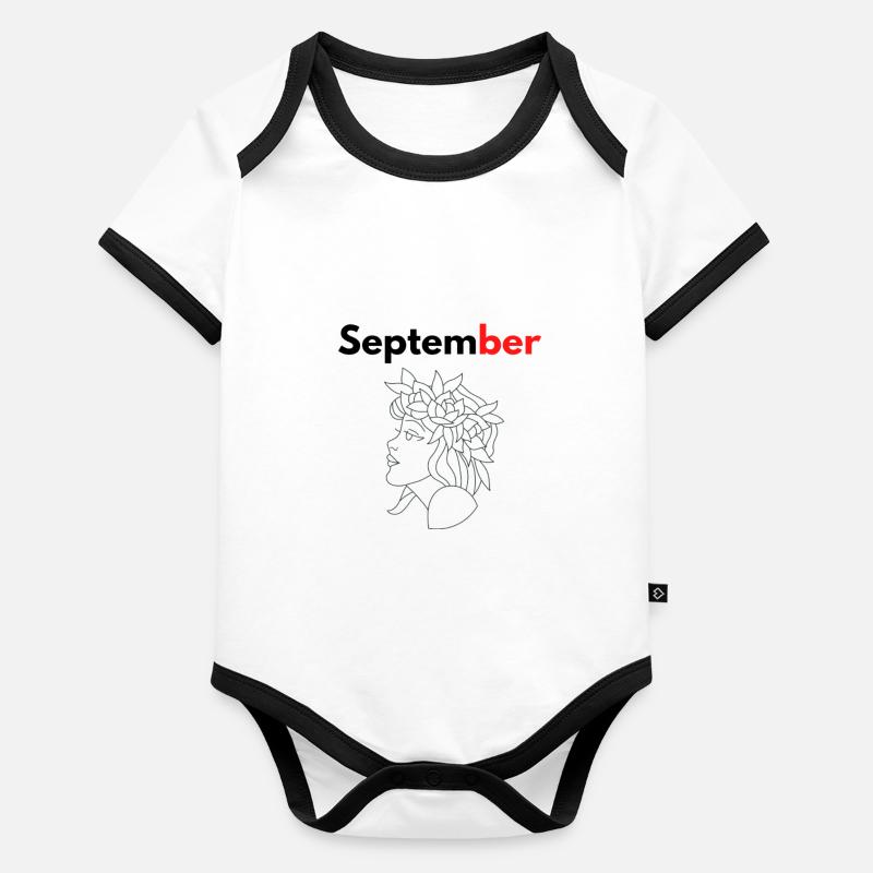 Mois avec son signe Astrologique Vierge/Septembre Body Bébé bio contrasté manches courtes