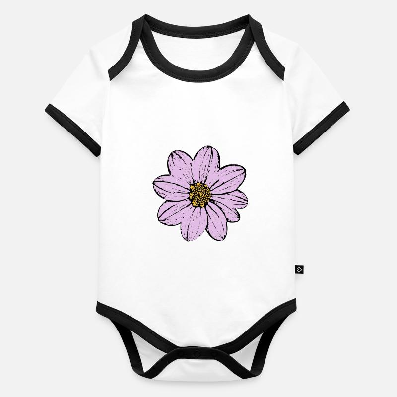 fleur, fleur, pastel, violet, lilas Body Bébé bio contrasté manches courtes