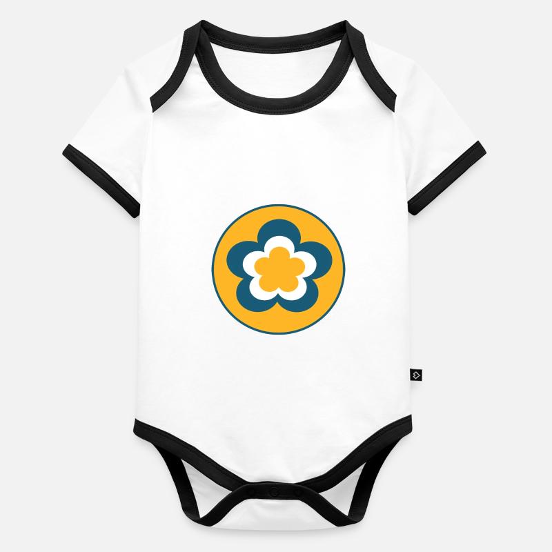70s Flower Pattern Organic Baby Contrasting Bodysuit
