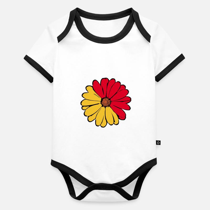 70s Flower Pattern Organic Baby Contrasting Bodysuit