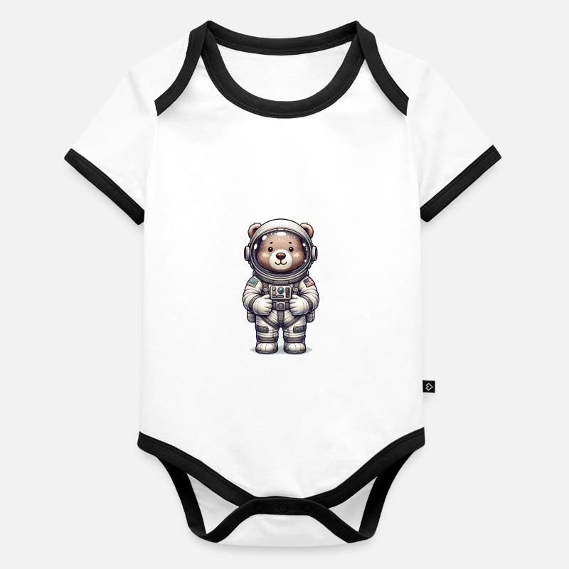 Cute Bear Astronaut Baby Bio-Kurzarm-Kontrastbody