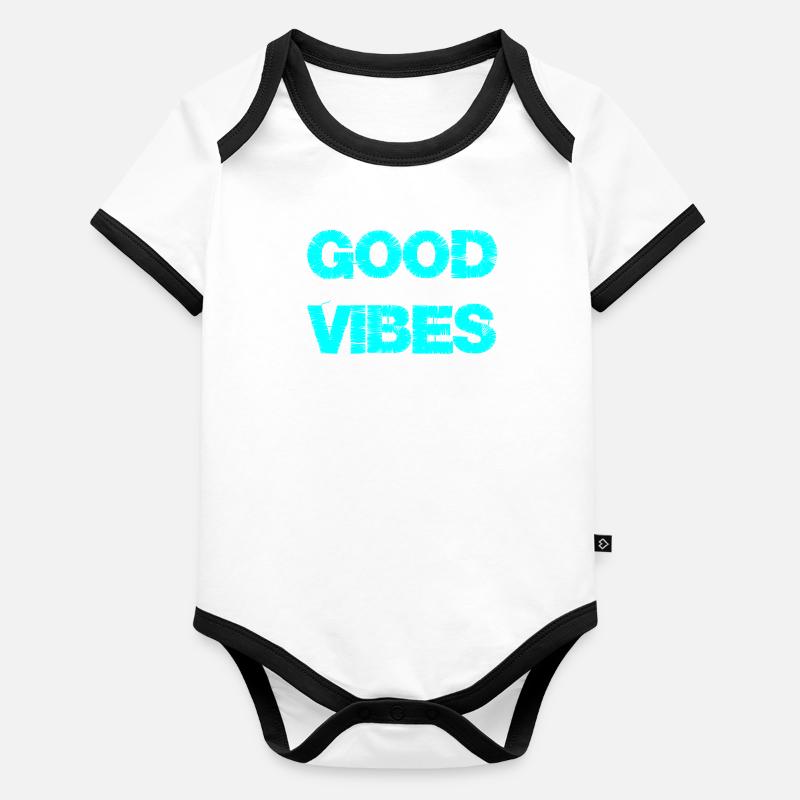 Gute Stimmung Mädchen Sommer Party Good Vibes Baby Bio-Kurzarm-Kontrastbody