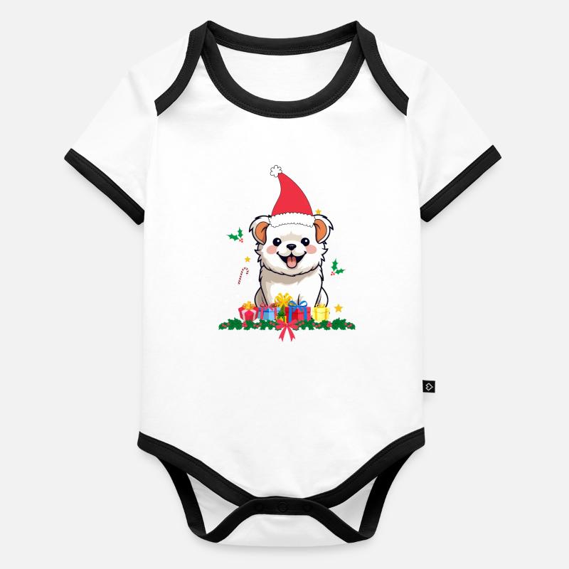 Dog Christmas Organic Baby Contrasting Bodysuit
