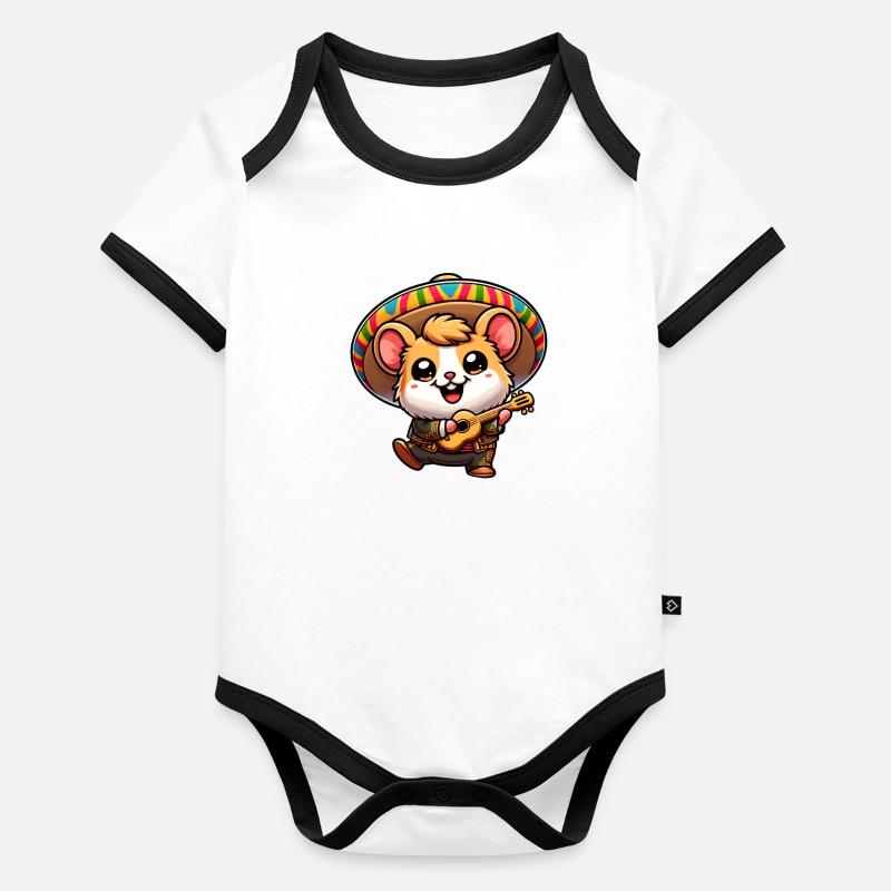 Cinco de Mayo Hamster et cochon d’Inde Mariachi Body Bébé bio contrasté manches courtes