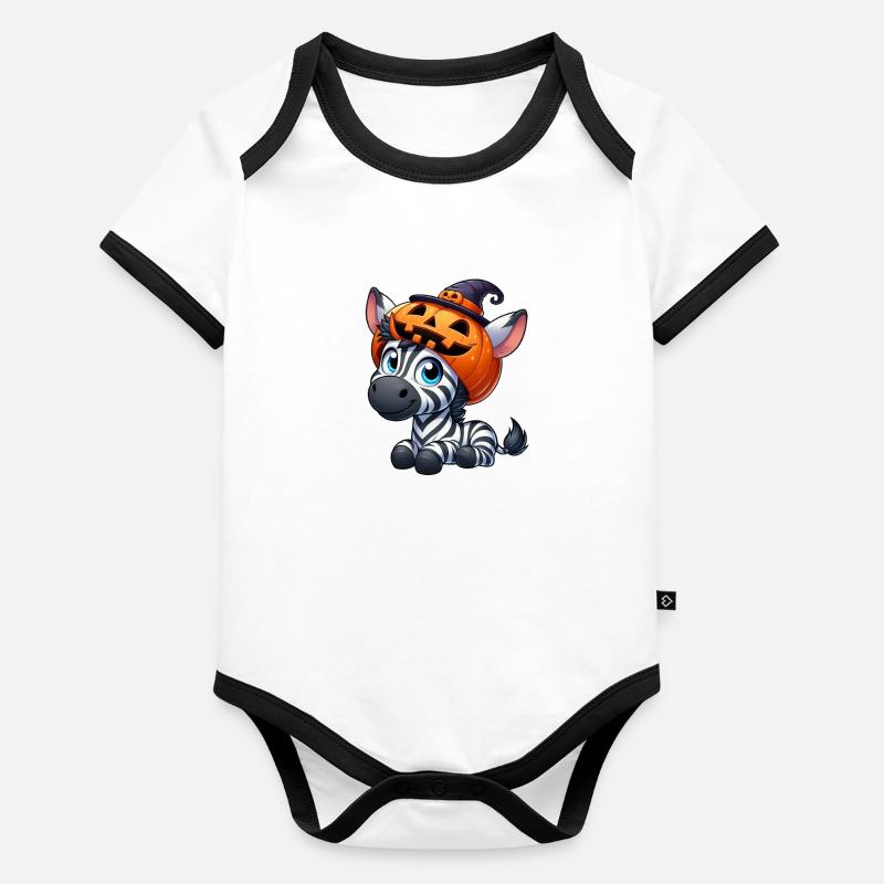 Cute Halloween Zebra Pumpkin Cartoon Organic Baby Contrasting Bodysuit