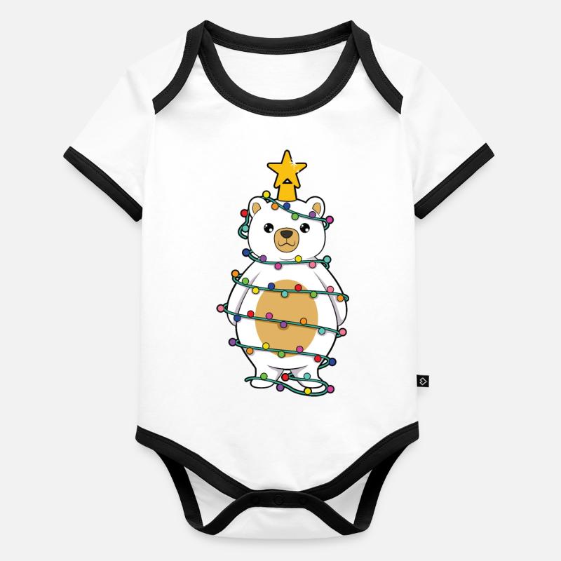 Arbre de Noël de l’ours polaire Body Bébé bio contrasté manches courtes