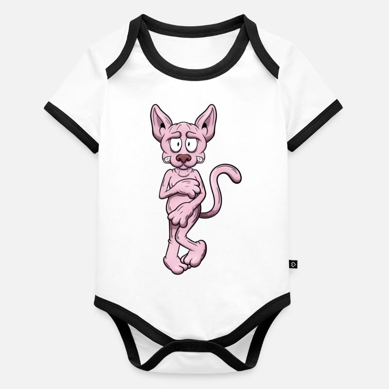 Chat Sphynx nu Body Bébé bio contrasté manches courtes