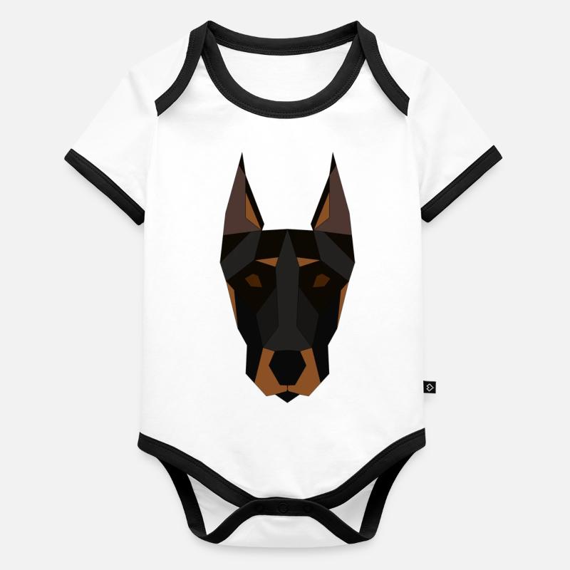 Dobermann geometrisch Baby Bio-Kurzarm-Kontrastbody