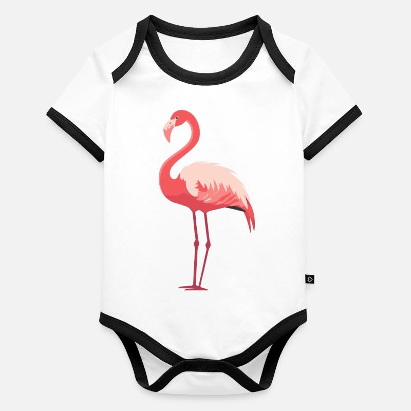 Flamingo Paradise: Été rose Body Bébé bio contrasté manches courtes