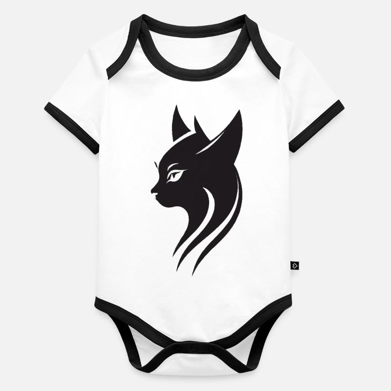 Tête de chat Body Bébé bio contrasté manches courtes