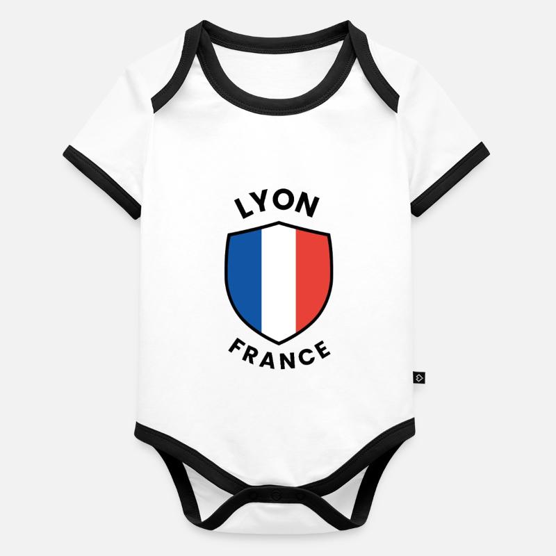 Conception du Bouclier de Lyon France Body Bébé bio contrasté manches courtes