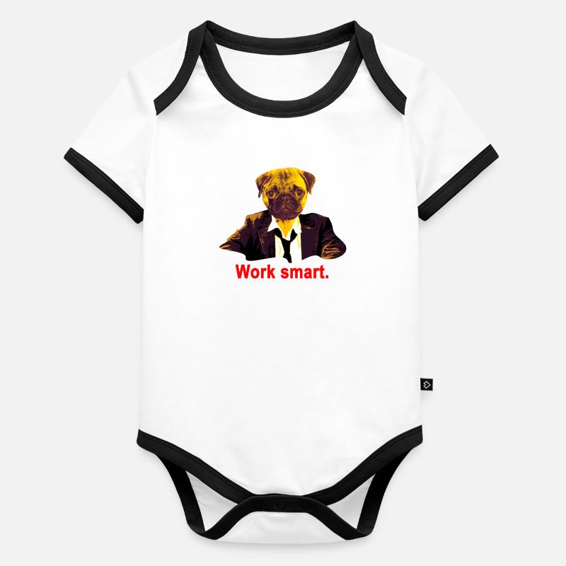 work smart pug Organic Baby Contrasting Bodysuit